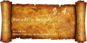 Verzár Anikó névjegykártya